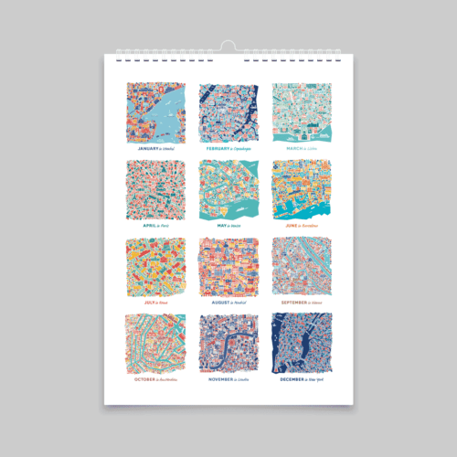 Wandkalender City Maps 2025 von Vianina