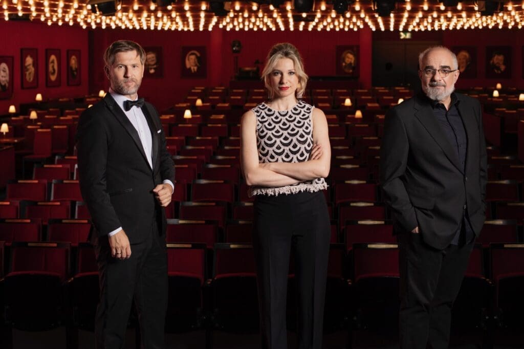 Joachim Brandl, Jenny Frankl und Michael Niavarani vom Wiener Kabarett Simpl